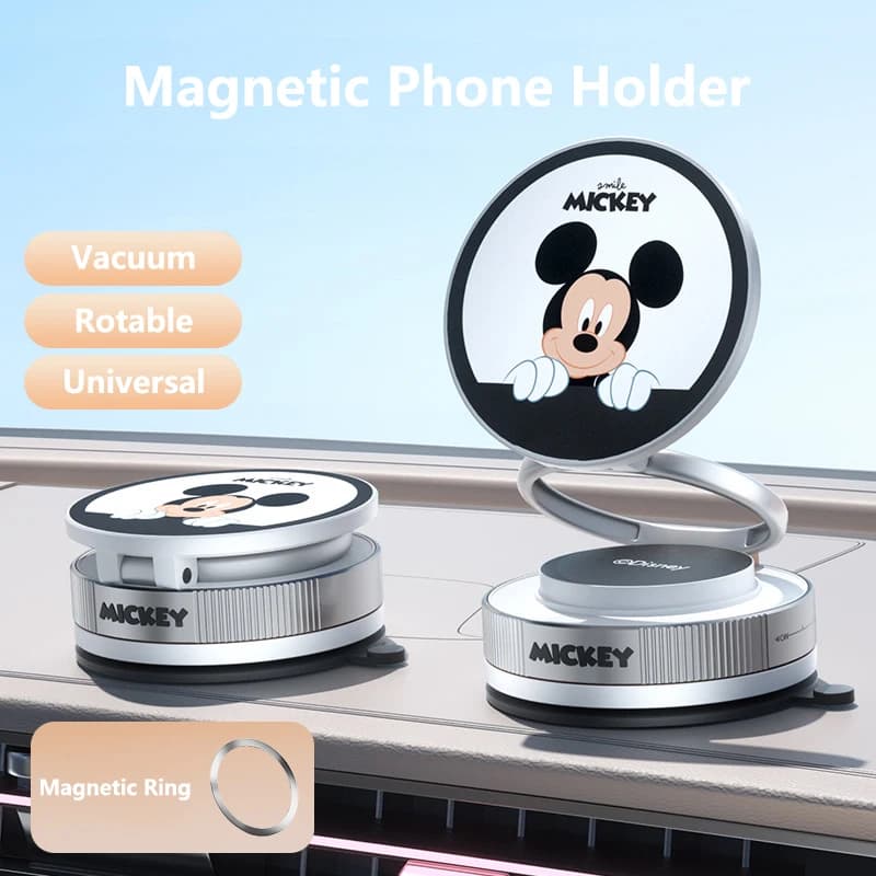 Supporto per Telefono da Auto Mickey Nuova Versione con Aspirazione a Vuoto e Adsorbimento Magnetico per Navigazione, Supporto Universale per Auto