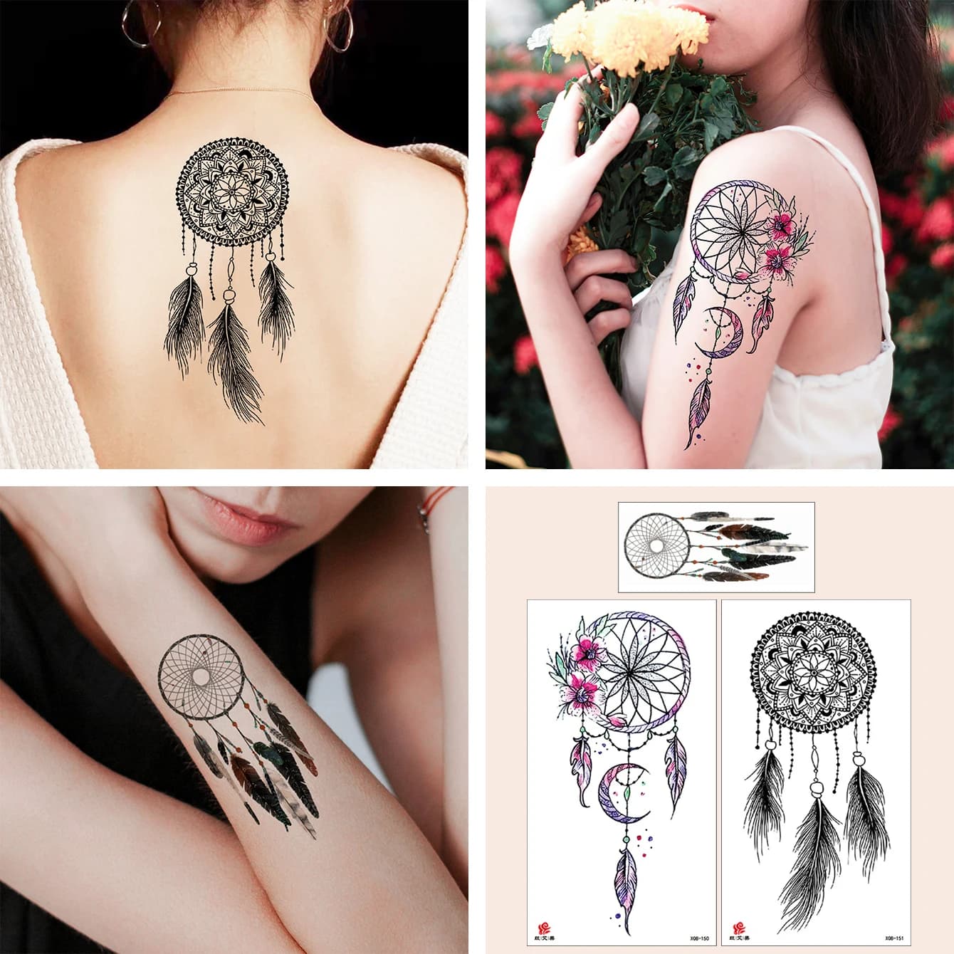 3pcs Waterproof Temporary Tattoo Sticker Dream catcher Fake Tatto Flash Tatoo Tato for Girl Women Men