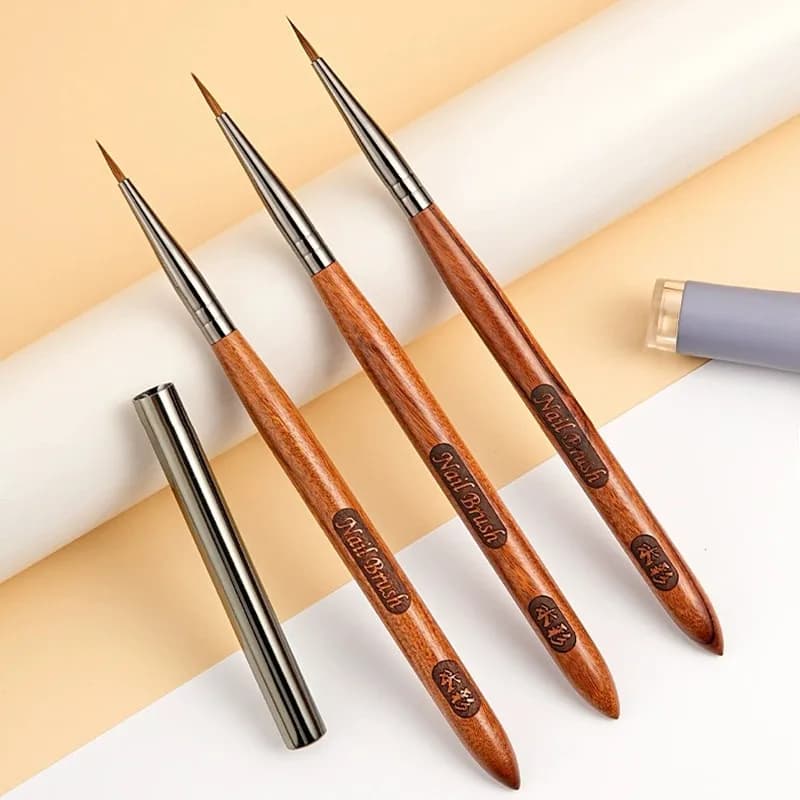 Pennello per Unghie in Acrilico con Manico in Legno di Sandalo e Pelo di Kolinsky, Pennello per Gel UV, Pennello per Intaglio, Pennello per Polvere Liquida, Pennello per Disegno Unghie Fai da Te, Pennelli per Nail Art (1/2 Pezzi)