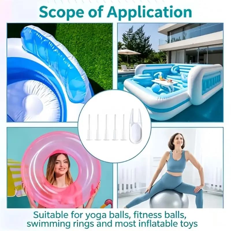 R6FE Fitness Exercise Ball Air Stopper Plug Pin Set with 2 Removal Tools, 5 Short and 5 Long Inserts, Plastic Inflation Port