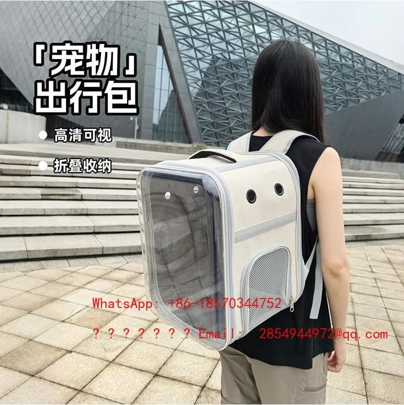 Outdoor Pet Shoulder Backpack Foldable Design Transparent Ventilated Pet Carrier Suitable for Cat Dog Under 9kg