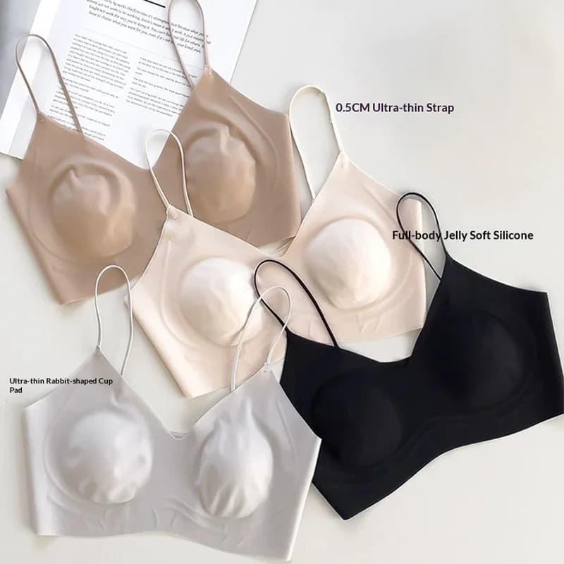 Foundation Liquid Thin-Strap Bra for Women, Super Thin Summer Bra, Makes Big Bust Look Smaller, Breathable and Seamless Underwea