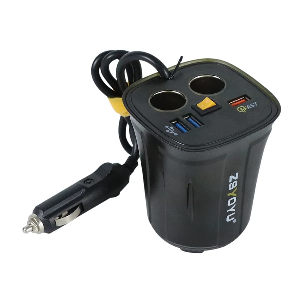 Caricabatteria per auto Adattatore per accendisigari Splitter 2 prese 80W QC3.0 Ricarica rapida rapida USB 4.2A Portabicchieri Voltmetro Interruttore on/off