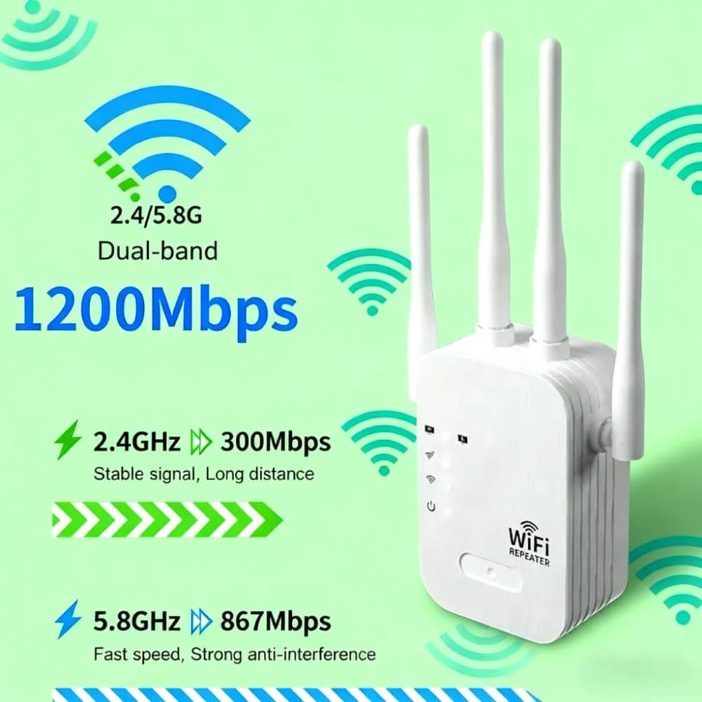 Router WiFi 1200Mbps Wireless WIFI Estendere WiFi Booster 2.4G/5G Amplificatore di rete dual-band Segnale a lungo raggio Ripetitore WiFi