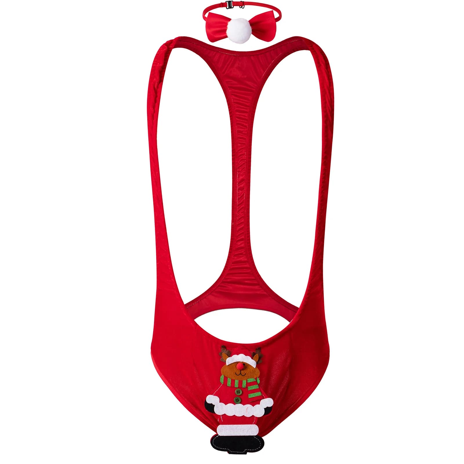 Underwear Men Christmas Lingerie Sexy Bodysuit One-piece Santa Claus Erotic Costume Mankini Bulge Pouch Buttocks