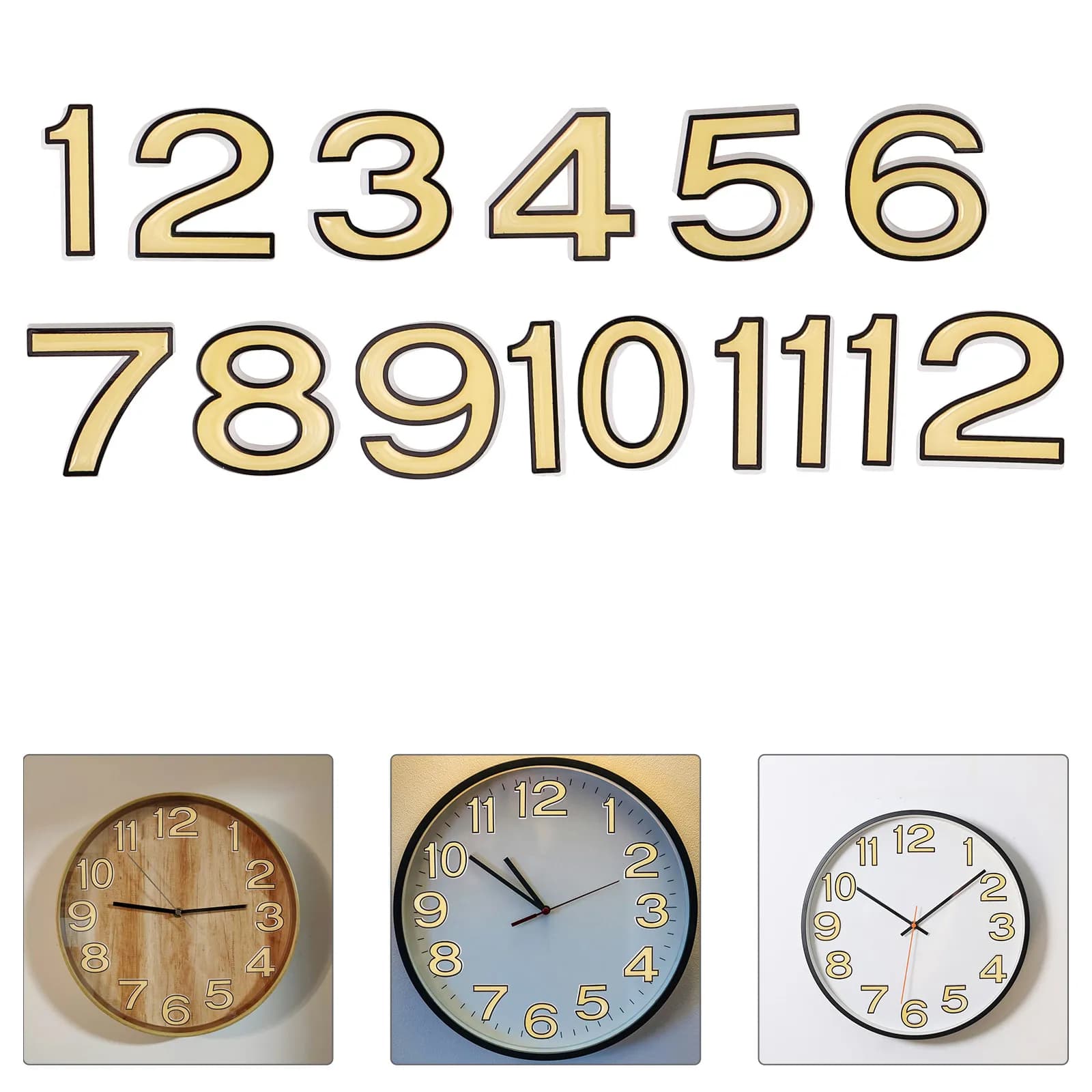 1Set Glowing Wall Clock Numbers Kit Plastic Luminous Arabic Numerals Replacement Night Visibility Clock DIY Parts