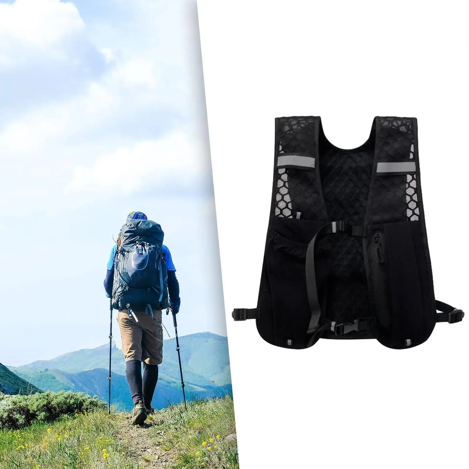 Gilet Idratazione da Corsa Traspirante e Regolabile con Tasca per Borraccia per Trail Running, Maratona, Ciclismo ed Escursionismo