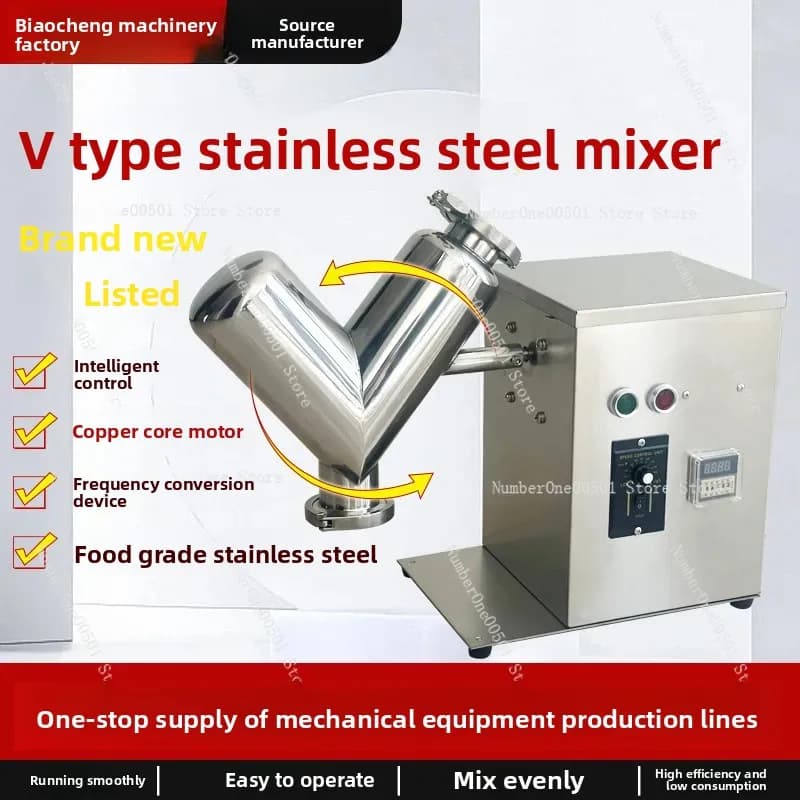Stainless Steel V-Shaped Powder Mixer, Small Lab Dry Blender for Food Medicine Chemical,Multifunctional Household Mixing Machine