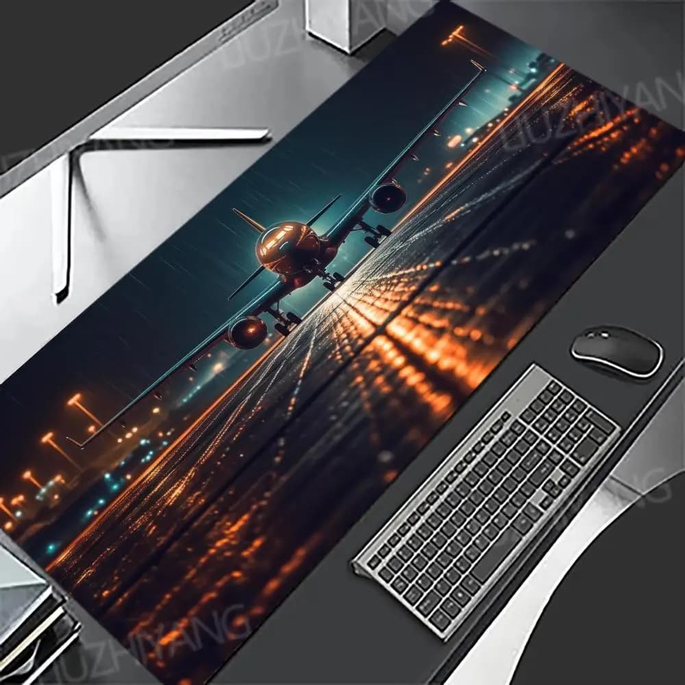 Tappetino per mouse Fighter Jet Aereo Tappetini per tastiera antiscivolo in gomma di grandi dimensioni Tappetini per mouse da ufficio per giochi Tappetino per scrivania lungo per laptop da gioco XXL