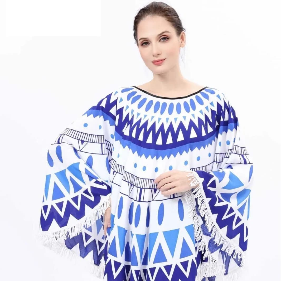 New summer sunscreen shawl, floral cloak, versatile cover, printed beach scarf, women's poncho
