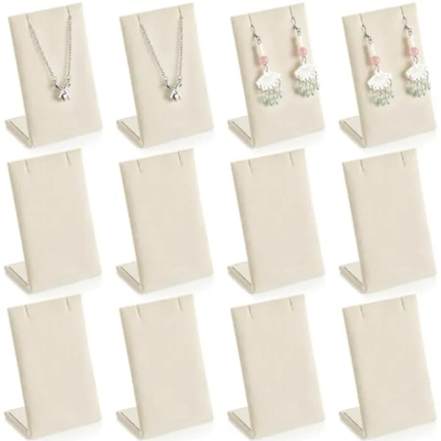 12 Pieces Velvet Earring Display Stand Necklace Pendant Jewelry Stand Showcase Organizer Display Holder for Earring Pendant Acc