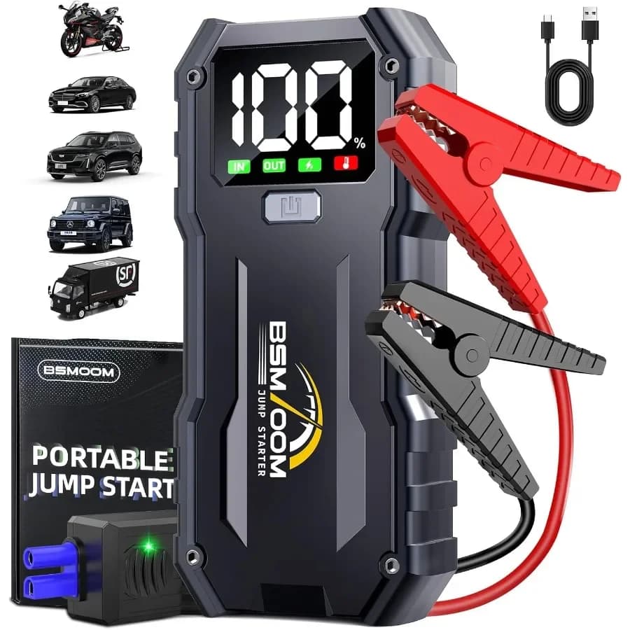 Avviatore di emergenza 7000A 26800mAh Batteria per avviamento di emergenza per auto con display a LED e luce LED integrata per tutti i gas e fino a 10,0 litri D