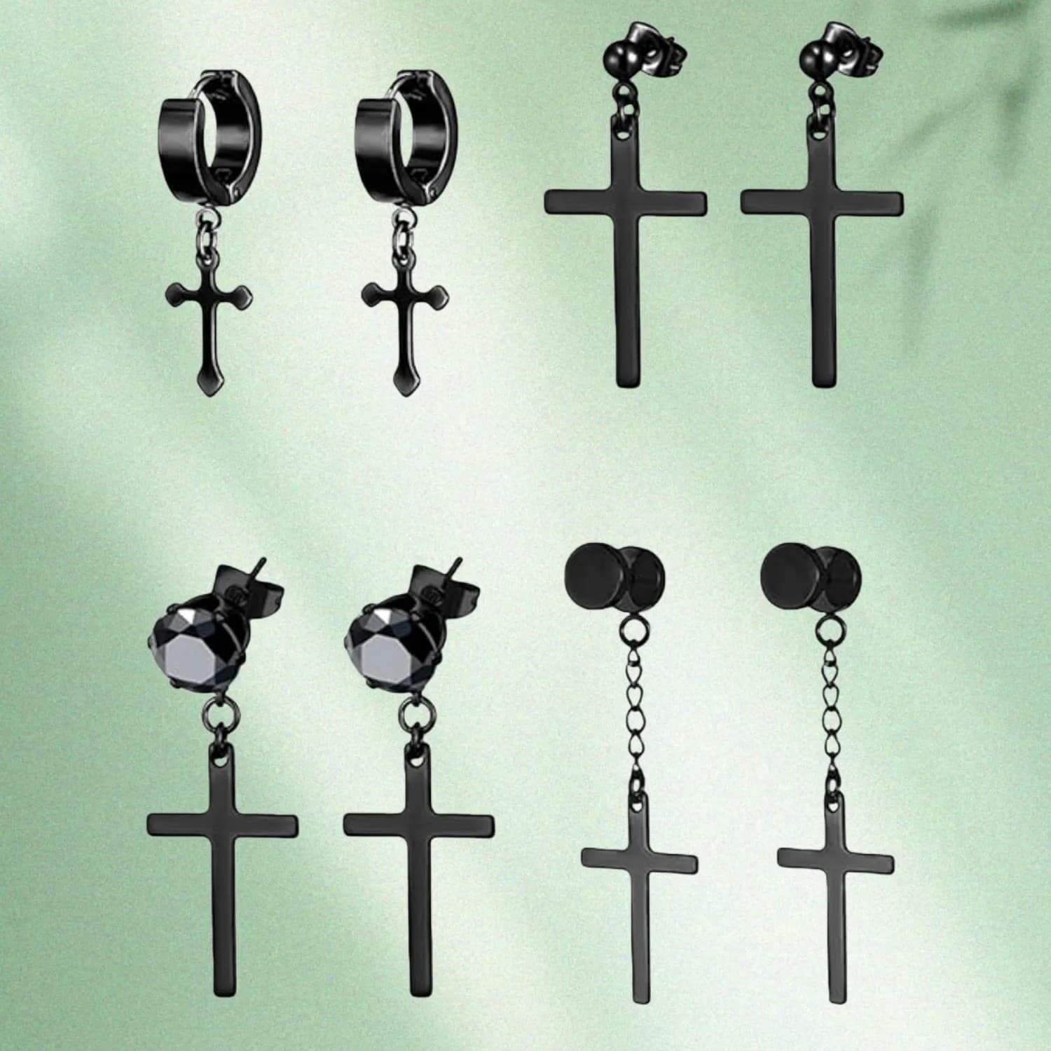 2/4/8pcs in acciaio inossidabile Dangle cerniera anello orecchini Huggie orecchini Piercing CZ Stud per gli uomini donne argento oro nero tono