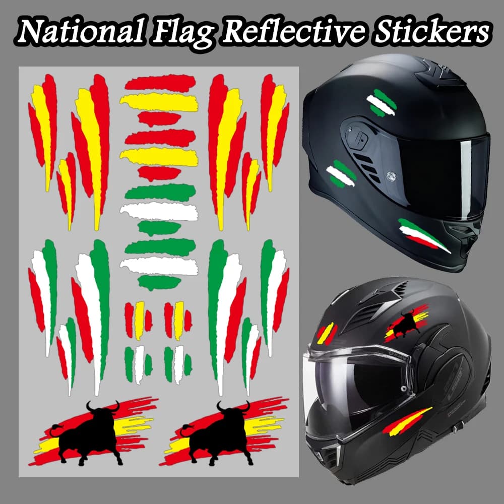 Wall decals for motorcycle reflective flag Spanish Italian Moto Scooter Auto Quad ATV Bike helmets Accessories Vinyl decal set