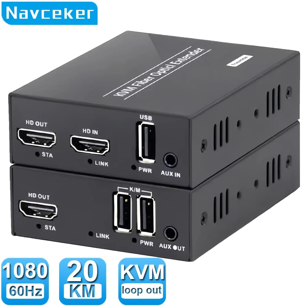 2024 best 1080P HDMI fiber optic convertor HDMI extender Video fiber optic KVM USB Loop to HDMI fiber transmitter receiver