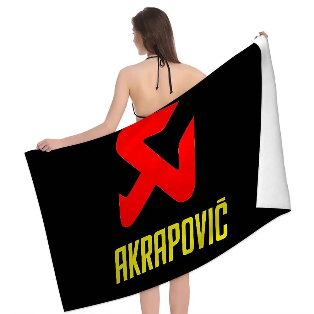 Exhaust brand A-Akrapovics Logo Anime Beach Swimming Towel Soft Absorbent Washcloth Children's Gifts for Kids Travel Camping Gym