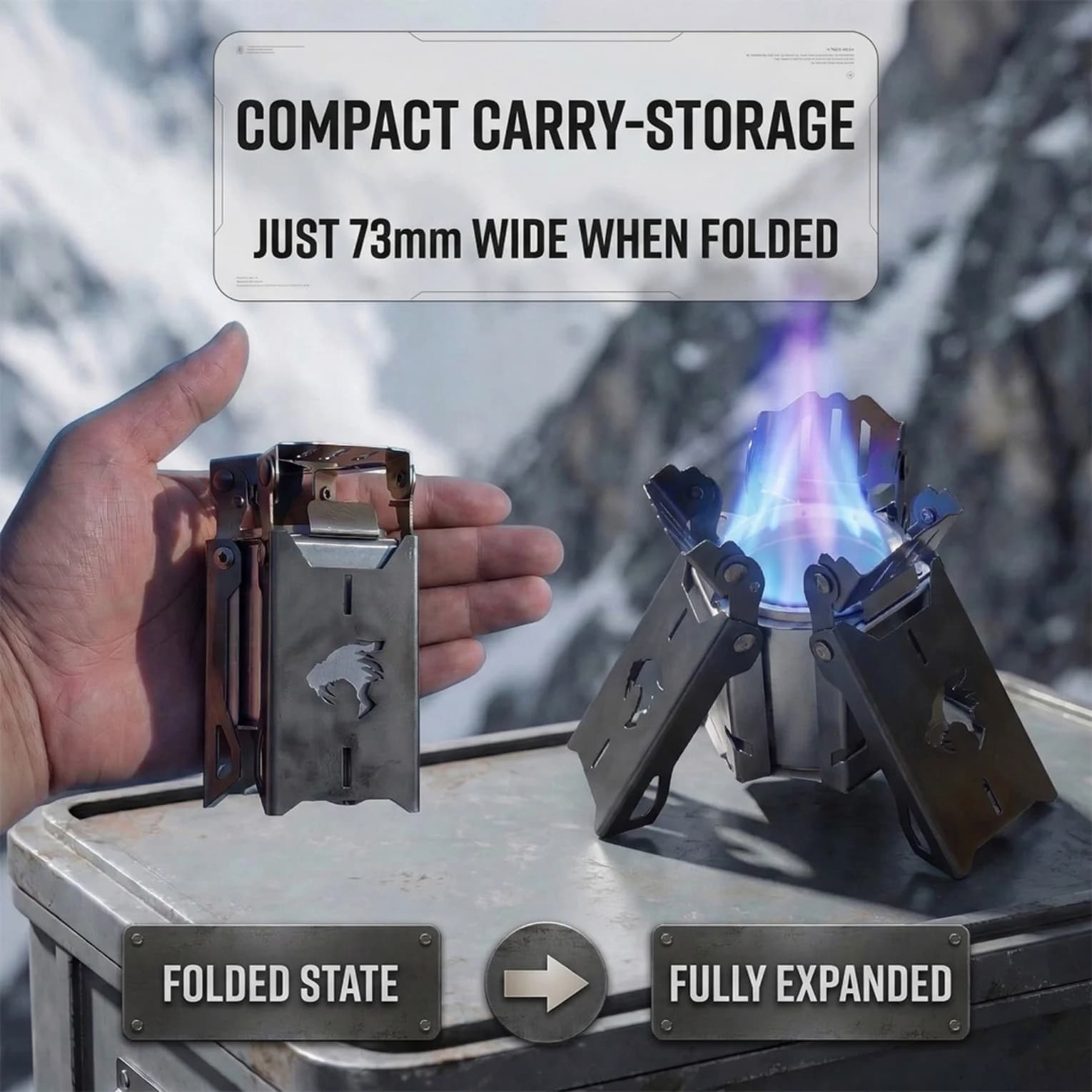 Tactical Style Mecha 260g Tactical Alcohol Stove, Lightweight and Portable for Camping, 11 Minute Bubbles, Open Kitchen Burner, Ideal for Hiking and Backpacking