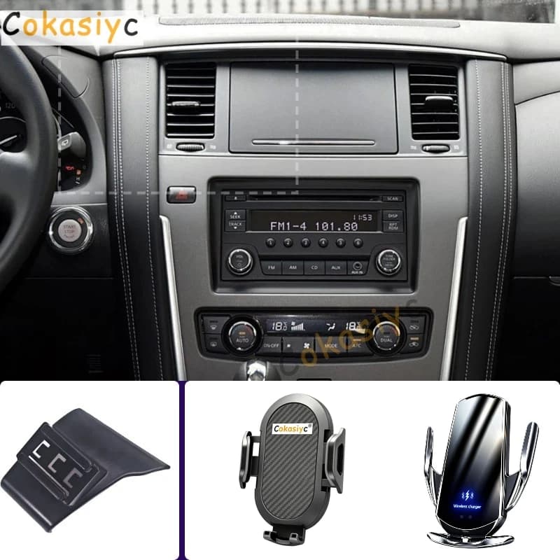 Supporto per telefono da auto per Nissan Patrol Y62 2012 2013 2014 2015 2016 2017 2018-2020 Supporti per cellulari con ricarica wireless speciale per auto