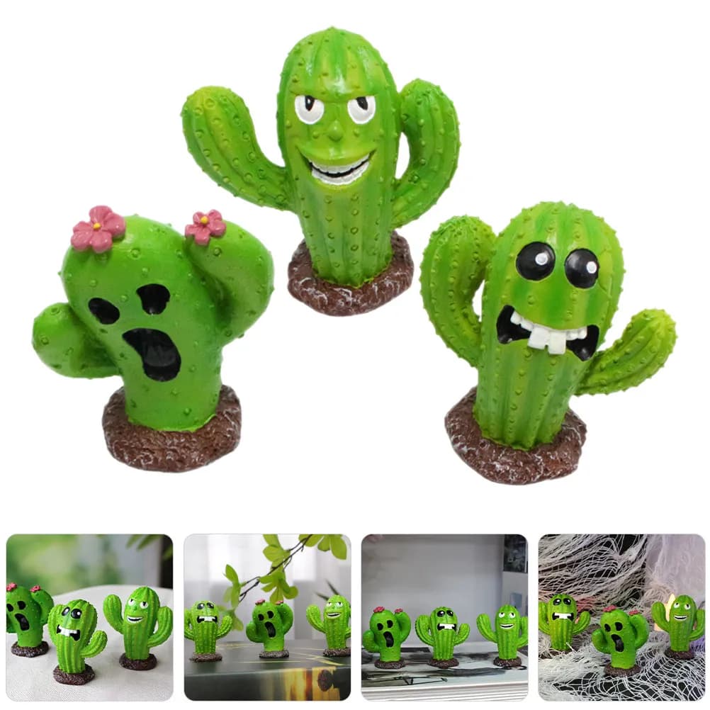 3 pieces of artificial outdoor decorative plants, mini cactus ornaments, micro landscape
