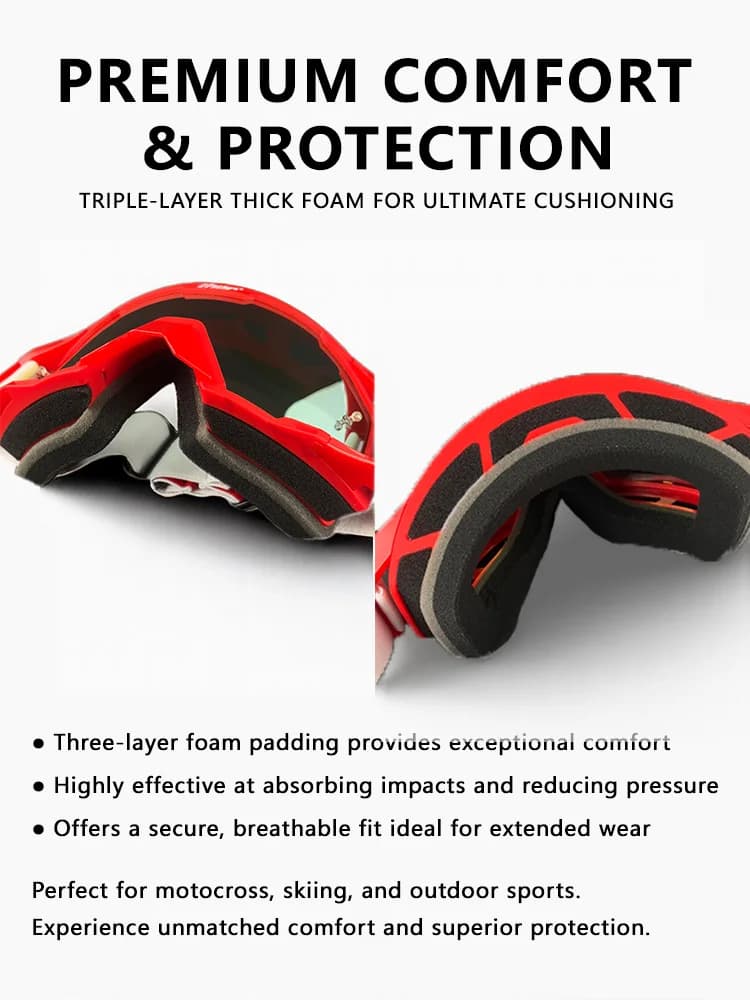 Occhiali da Moto per Motocross, Lenti HD Antiappannamento, Occhiali da Sole per Enduro, Antivento, Occhiali da Sci