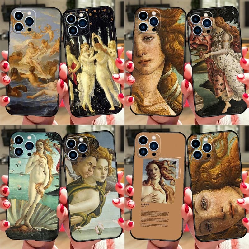 Cover per iPhone con stampa artistica La Nascita di Venere per iPhone 17 Air 16 15 14 13 11 12 Pro Max 13 12 mini 15 16 Plus 16e