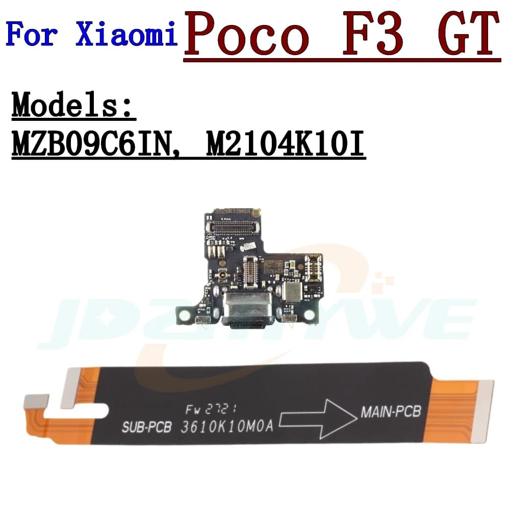 Scheda porta di ricarica USB per Xiaomi Poco F3 GT K40 Gaming, connettore microfono, cavo flessibile LCD per scheda madre, ricambi per riparazione