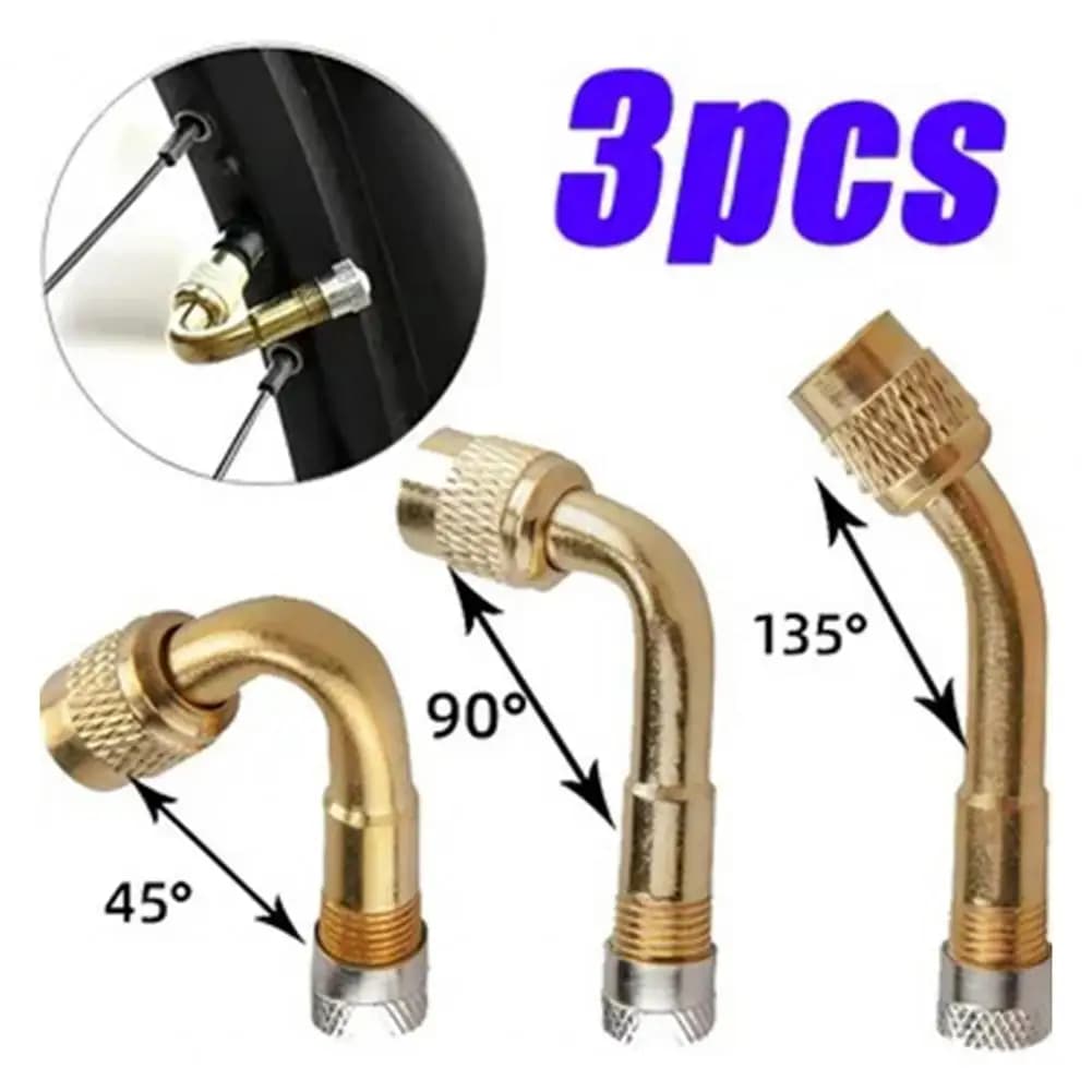 Set di prolunghe per valvole pneumatici Adattatori angolati da 45 90 135 gradi per estensori per ugelli di gonfiaggio per tubi di prolunga per valvole a gomito per bici da auto