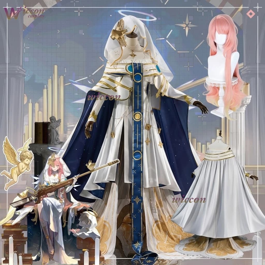 Arknights Remu An Twilight Requiem Anime Cosplay Set White Dress Veil Cloak Perfect for Halloween & Cosplay Events