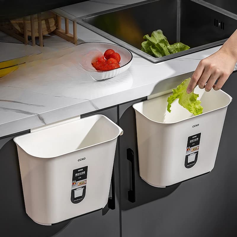 Pattumiera sospesa da 9 litri per il riciclaggio della cucina, cestino della spazzatura, pattumiera a parete con coperchio, bidoni dei rifiuti da bagno