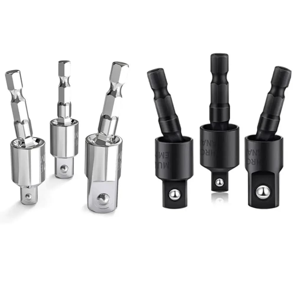 360 ° Set di Adattatori per Trapano Elettrico Rotante, da Impugnatura Esagonale a Testa Quadrata da 1/4" 3/8" 1/2", Asta di Collegamento Rotante