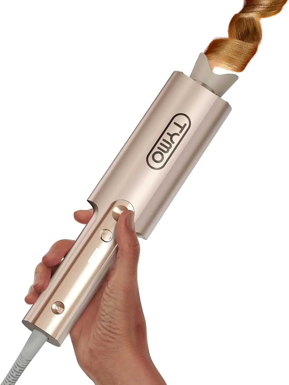 Ferro arricciacapelli automatico rotante per capelli lunghi - Cilindro lungo, in ceramica, anti-scottatura, doppia tensione, 1,25 pollici
