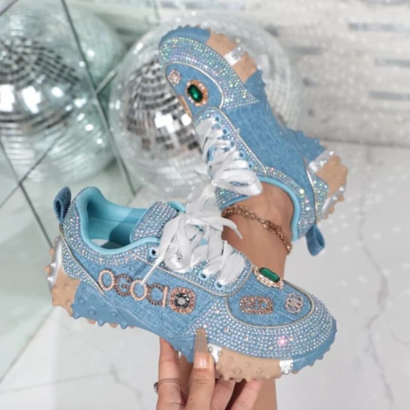 Spring and Autumn Women's Metal Buckle Rhinestone Embellishment Sneakers Women Anti Slip Fashion Shallow Mouth Vulcanized Shoes
