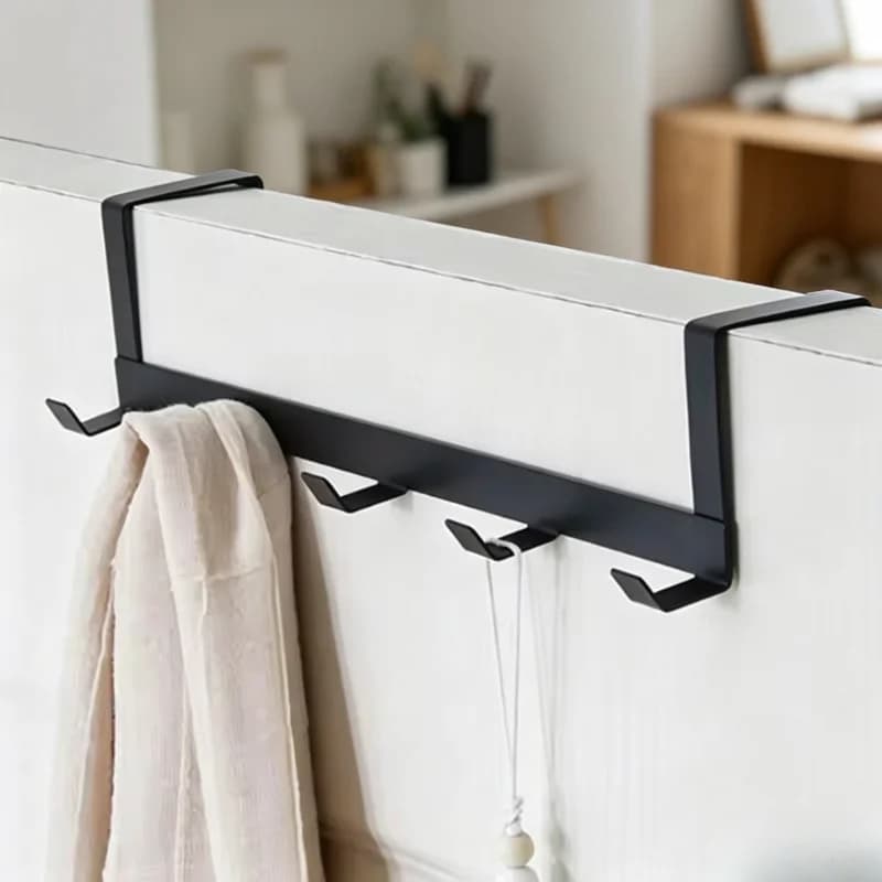 No Punching Iron Door Back Hook, 5-Link Multifunctional Storage Rack for Clothes & Hats, Mark-Free Household Hanger