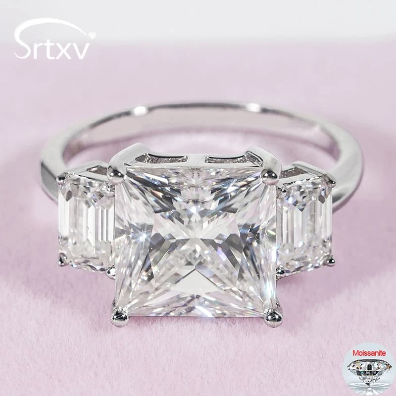Anello nuziale certificato 6CT D VVS Moissanite per donna Gioielli in argento sterling 925 scintillante con fascia di diamanti da laboratorio di matrimonio