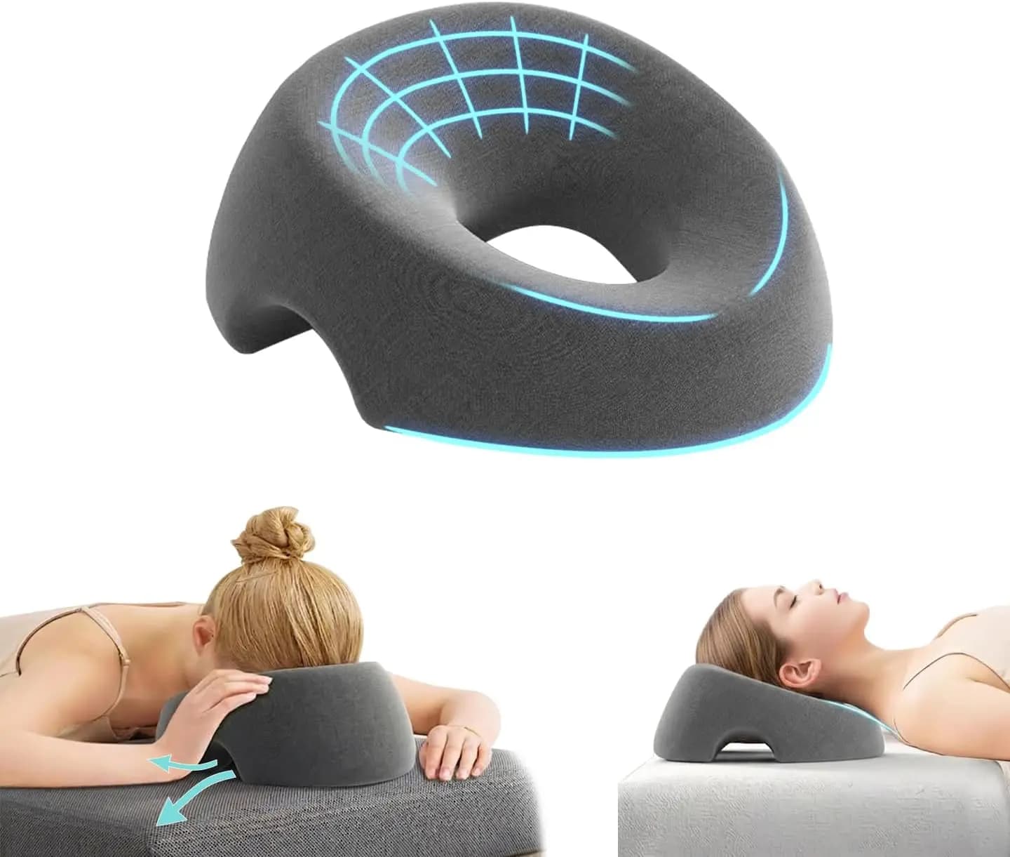 Pillow for Sleeping Prono, Memory Foam Massage Poggia, Open Design Breathable Support for Sleeping on Stomaco