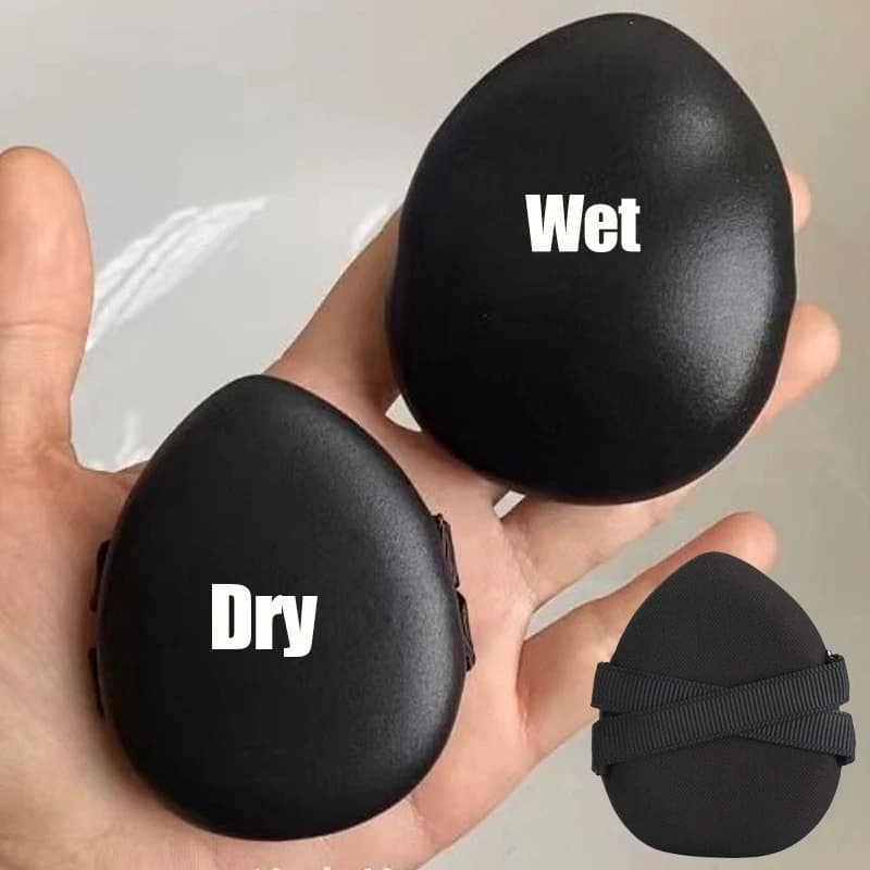 1/10 pz. Spugnetta Cosmetica Nera in Pelle PU, Morbida, per Trucco a Secco e Bagnato, Doppio Uso, per Fondotinta e Correttore, per una Copertura Impeccabile