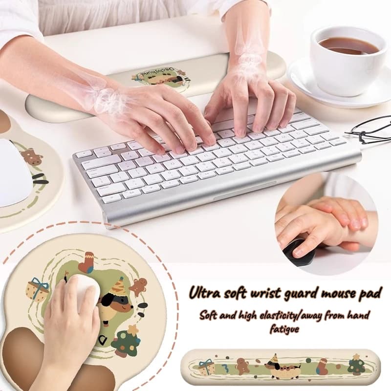 Tappetino per mouse con supporto per polso a forma di cane salame, antiscivolo, per ufficio e casa, supporto per polso in gomma per laptop, tappetino per polso da donna