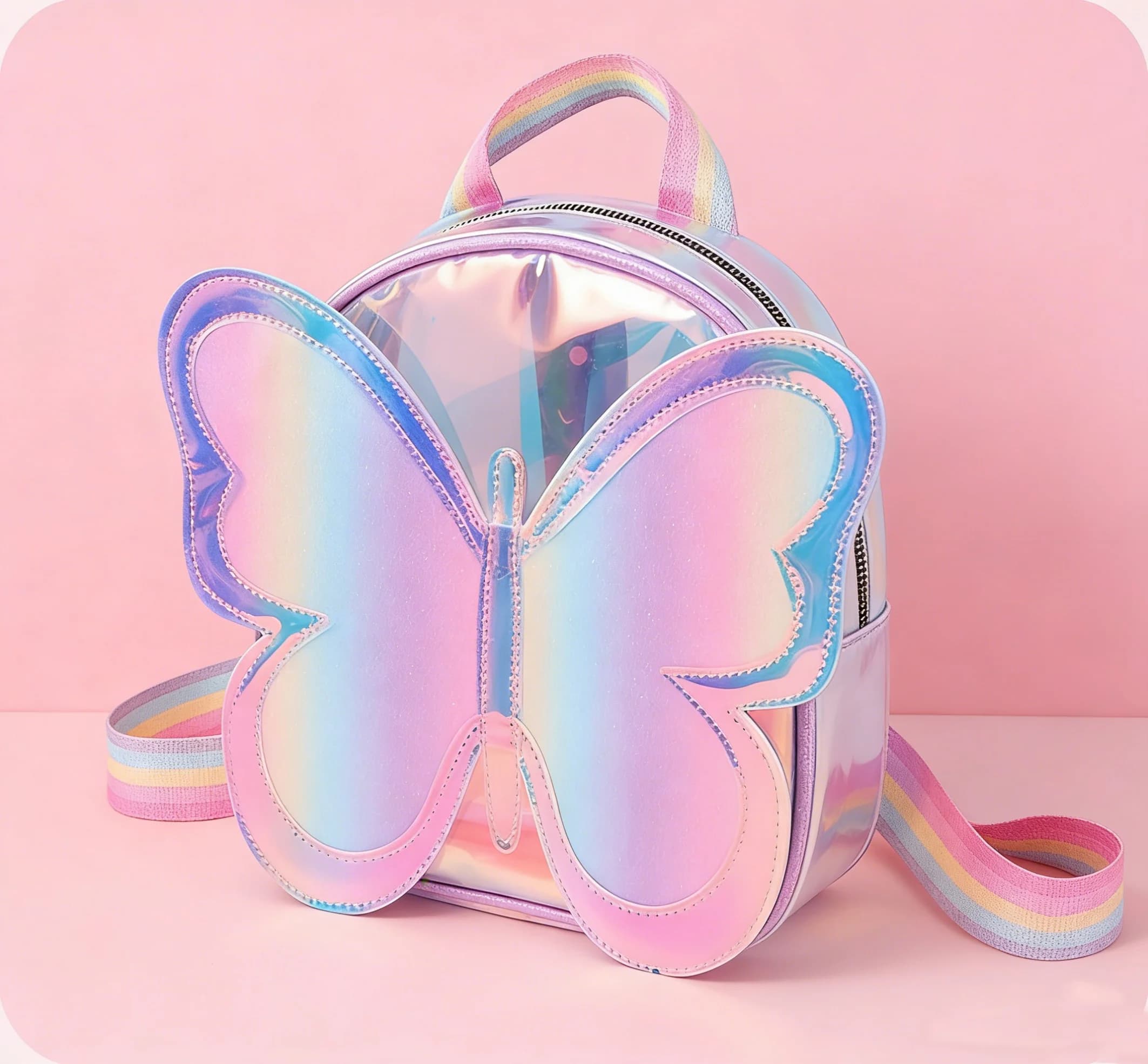 Zaino alla Moda per Ragazze con Design a Farfalla Laser, Mochila per Bambini