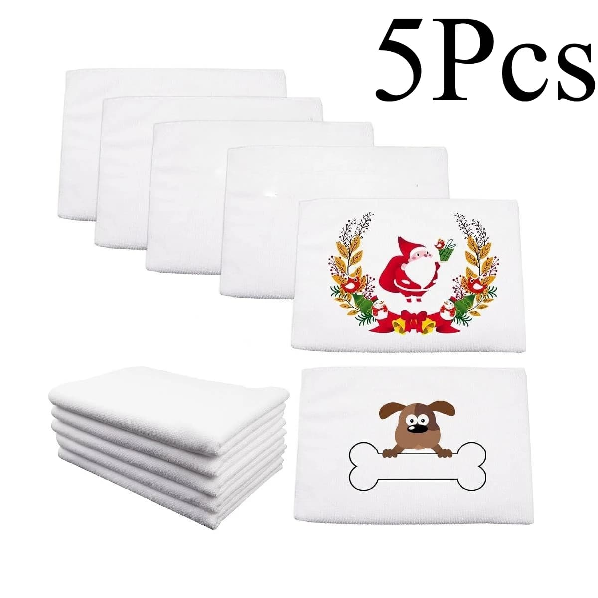 5-Pack Sublimation Towels, Blank Microfiber Kitchen Towels for DIY Printing and Cleaning