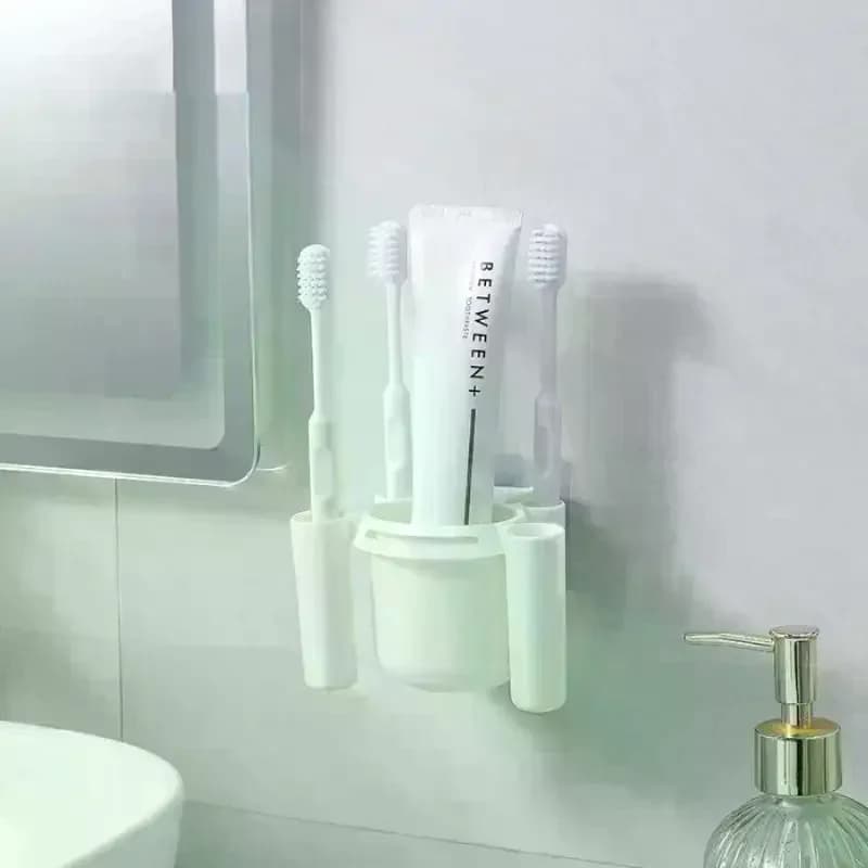 Toothbrush Holder Toothbrush Cup Small Self-Adhesive Storage Box For Home Bathroom Kitchen Wall-Mounted