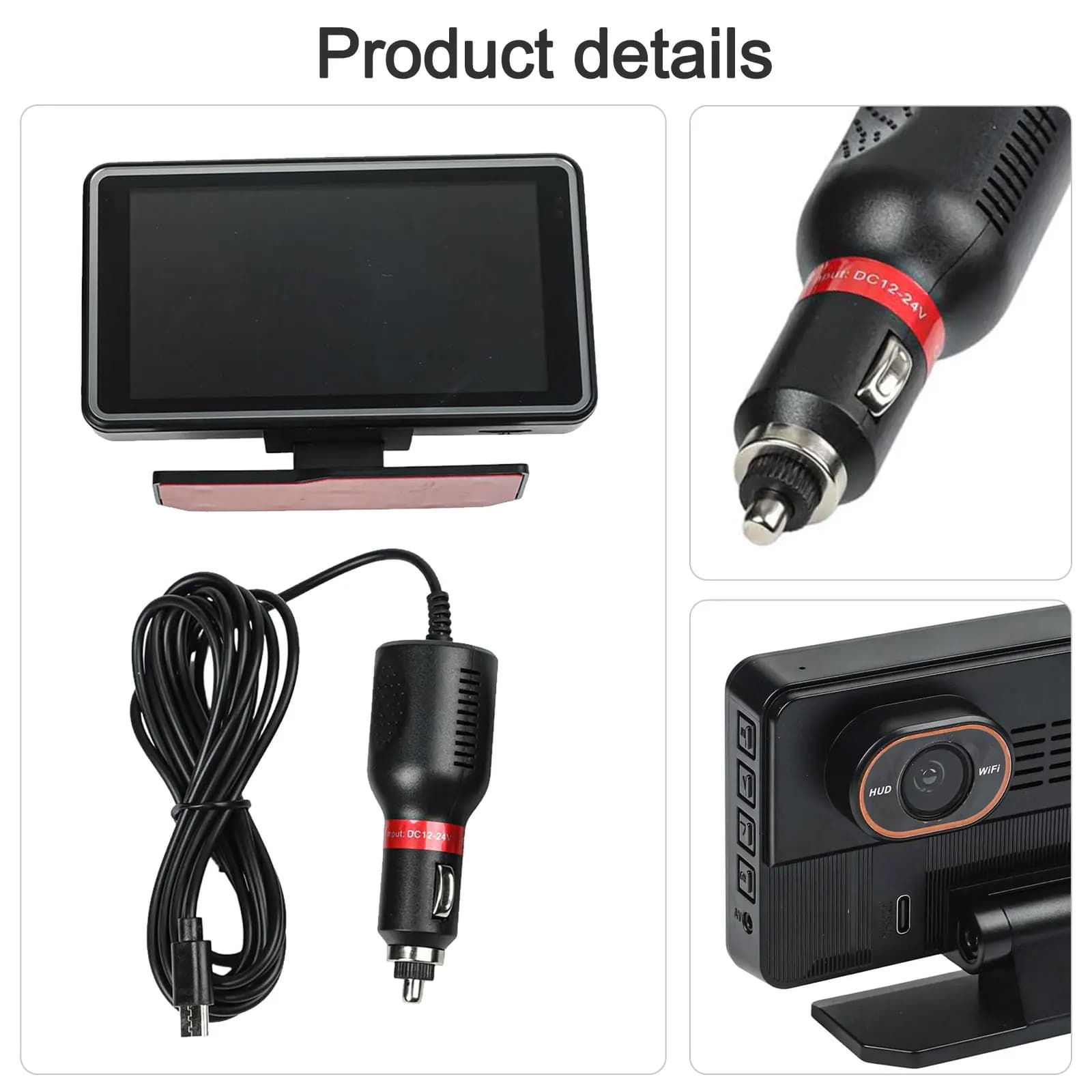 Car For Dash Cam with HUD Head Up Display Featuring 5 Inch HD Screen and Vehicle Charger Compatible with Most Cars