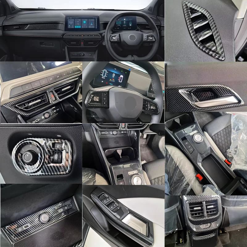 Accessori LHD RHD per MG3 Hybrid 2024 2025: Coprivolante in ABS effetto fibra di carbonio, Pannello pulsanti alzacristalli, Pannello leva cambio
