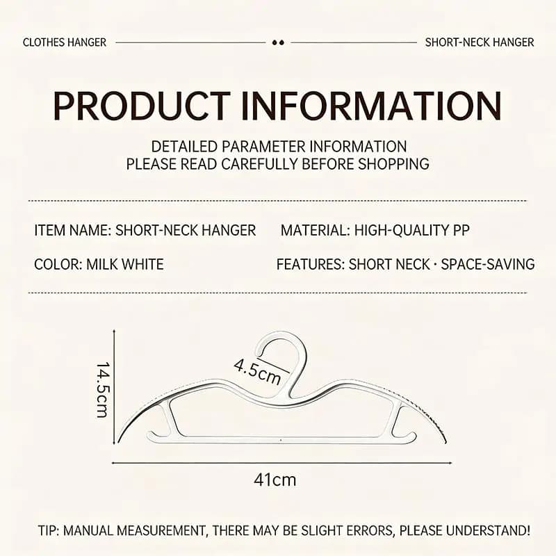 【HM】10PCS Wide Shoulder Hangers, Short Neck Non-Slip Mark-Free, Space Saving Closet Organizer For Home Dorm Wardrobe