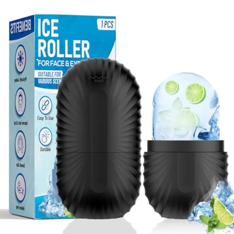 Ice Roller for Face and Eye, Reusable Silicone Ice Facial Roller Ice Holder, Face Ice Mold Skin Care, Ice Cube Roller for Shrin