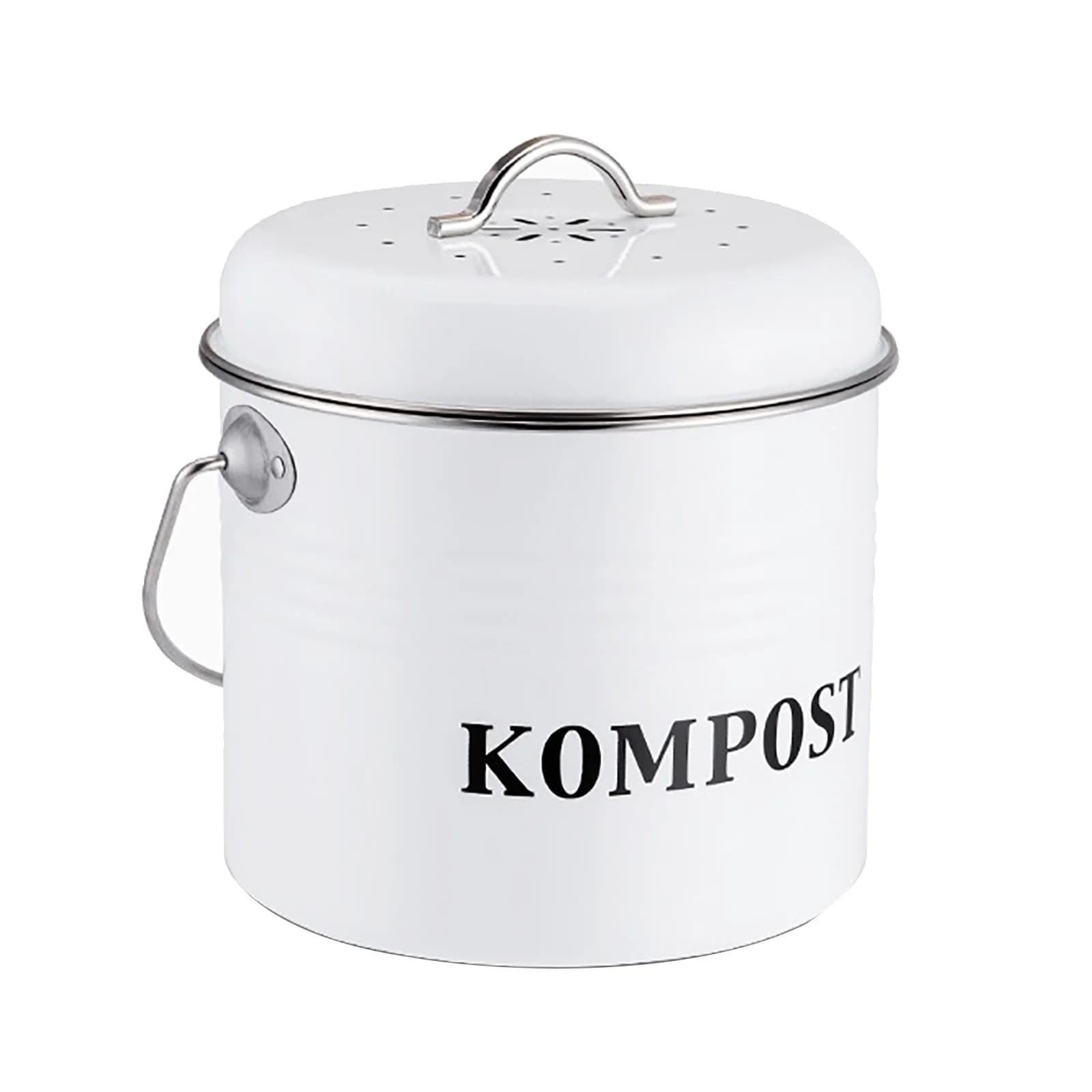 ABVA-Kitchen Compost Bin 5L Organic Homemade Trash Can Melons Leaves Iron Round Charcoal Filter Bucket DIY Garden Fertilizer