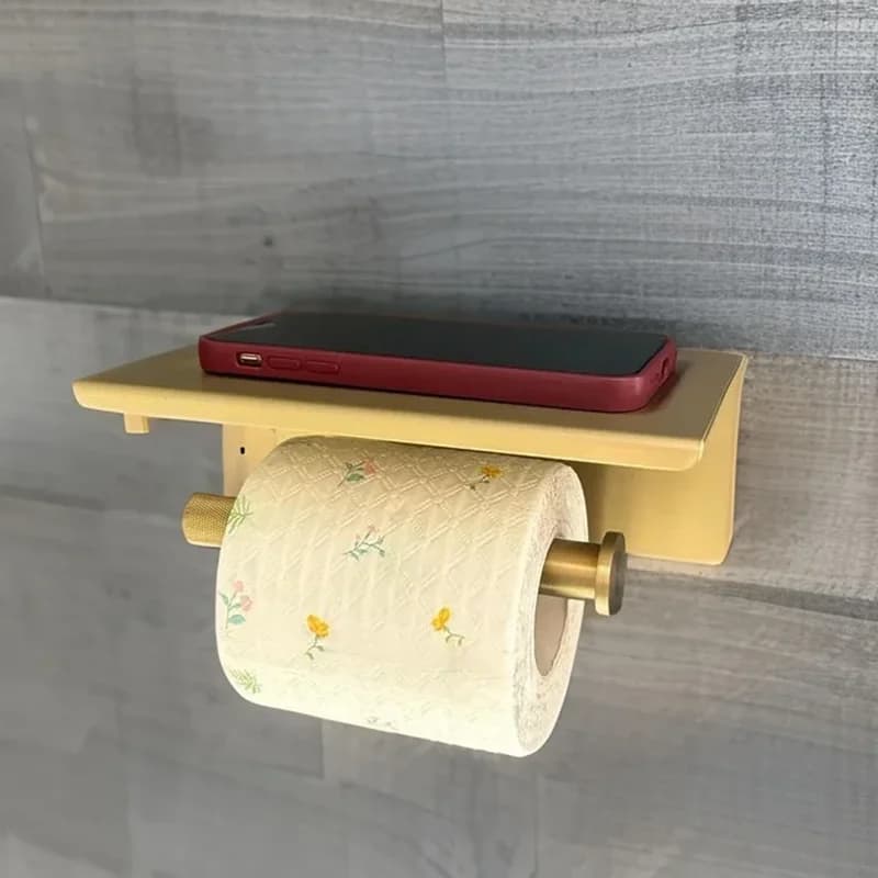 Brushed Rose Gold Toilet Paper Holder Mobile Phone Storage Rack Wall Mounted Stainless Steel Bathroom Accessories Black Gold