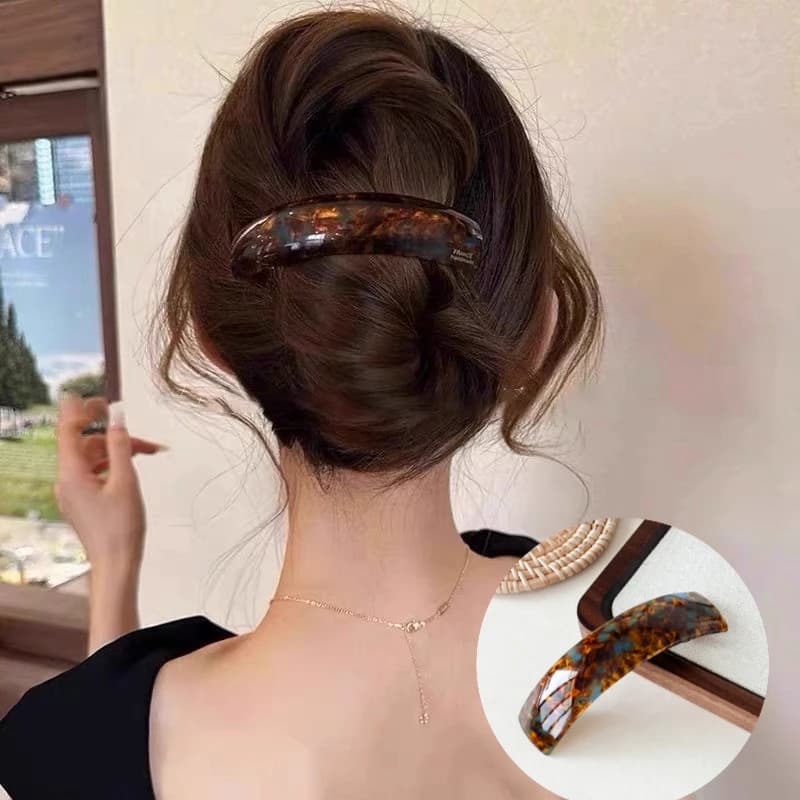 Fermaglio per capelli iridescente in stile francese, grande molletta in acetato, per tutti i giorni, mezzo panino basso
