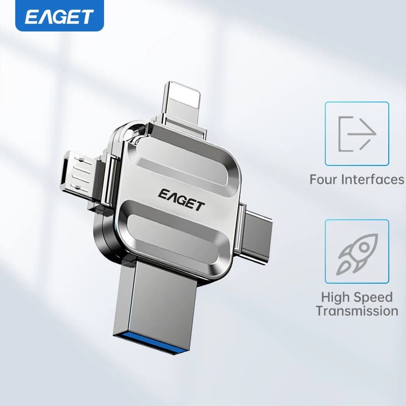 Eaget 4 in 1 Mini chiavetta USB USB tipo C Mirco B illuminazione a USB 3.2 Pendrive Memorie USB Stick per telefoni PC portatili