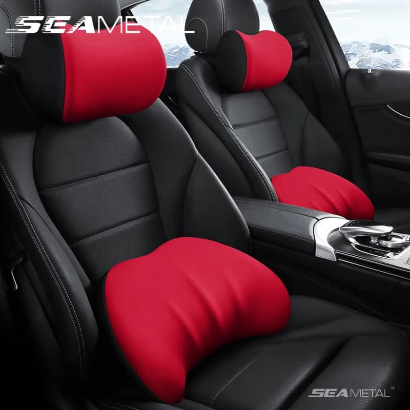 SEAMETAL Cuscino poggiatesta per auto Ergonomia Supporto lombare Cuscino per il collo in memory foam ultra morbido Copertura rimovibile traspirante Sollievo dal dolore
