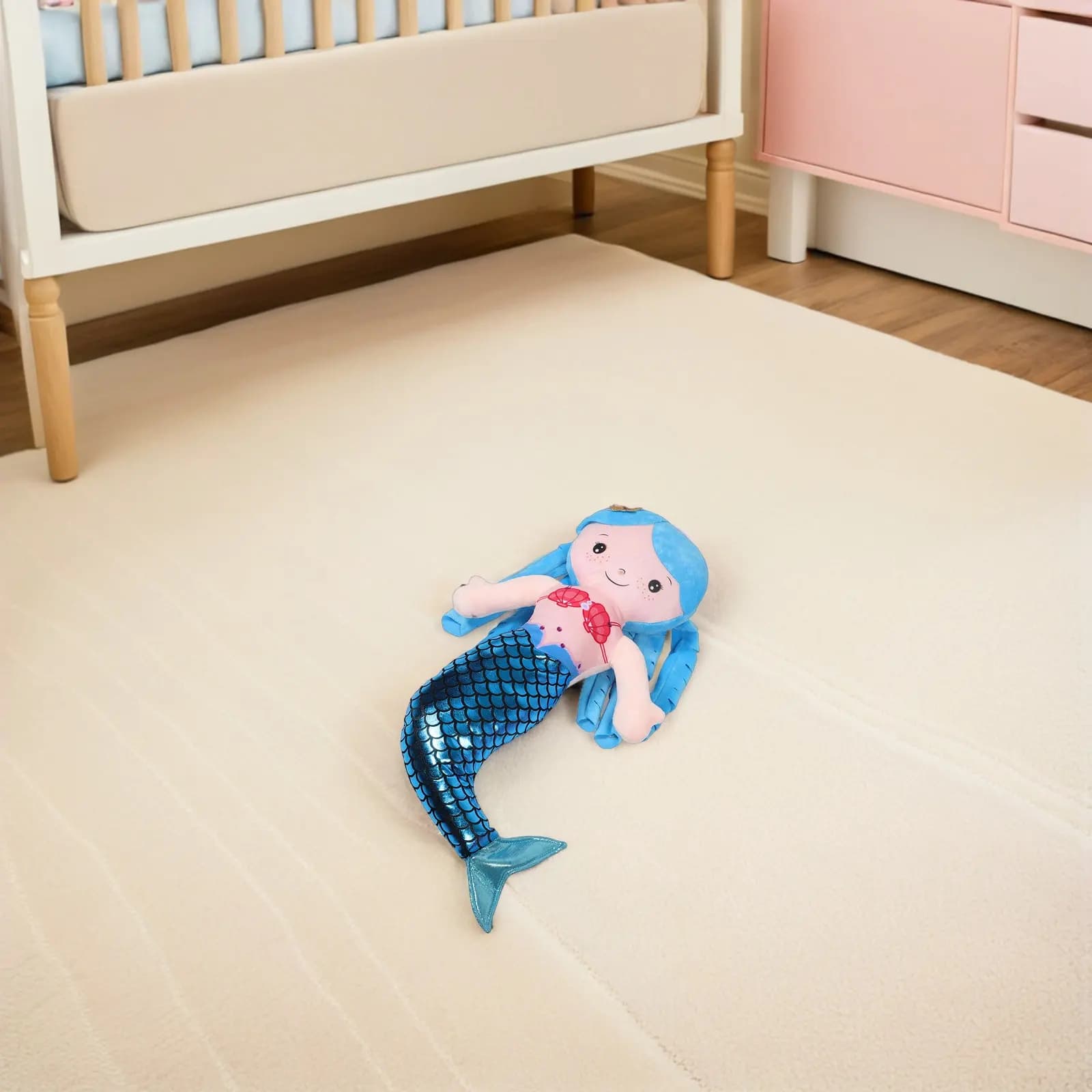 2Pcs Mermaid Pillow Cute Cartoon Ocean Animal Pillow for Kids Room Decoration Soft Hugging Stuffed Animal Birthday Gift